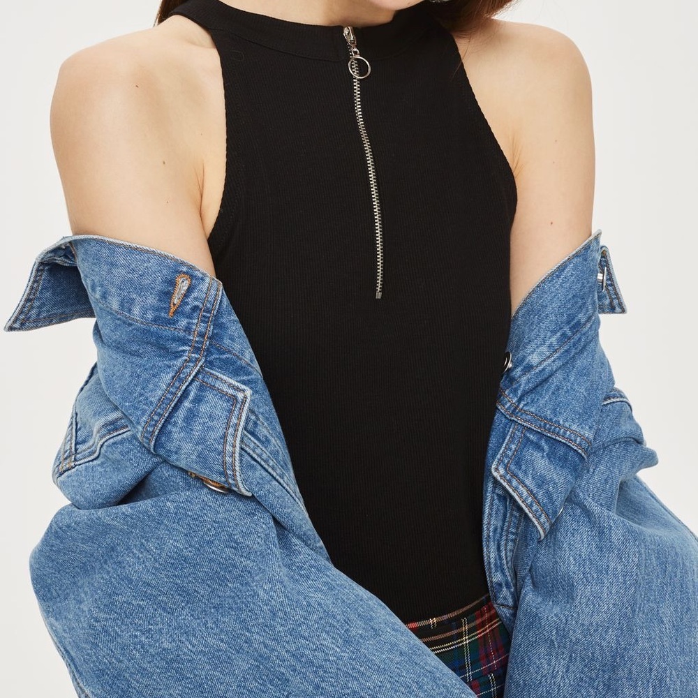 TOPSHOP Zip Front Bodysuit